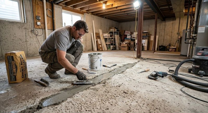 Cracked Basement Floor Repair in Arlington, WA